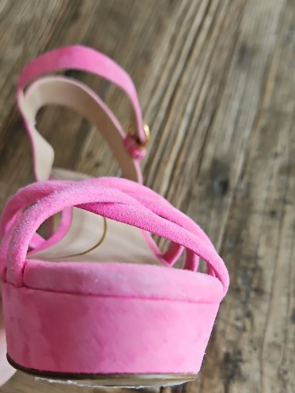 Cole Haan Pink Strappy Suede Block Heel Sandals